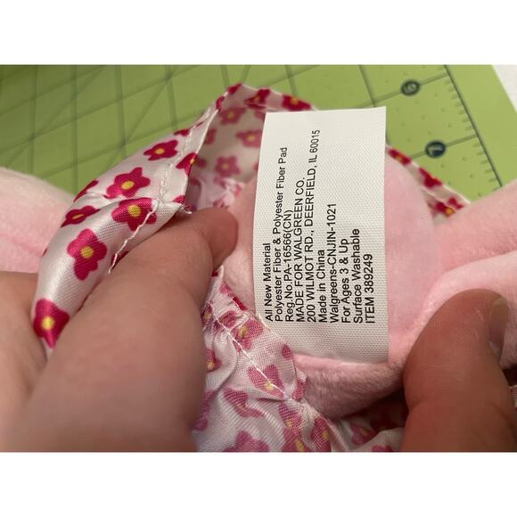 Happy Go Fluffy White & Pink Easter Bunny Rabbit Plush Stuffed Satin 11” Set Lot - Picture 8 of 9